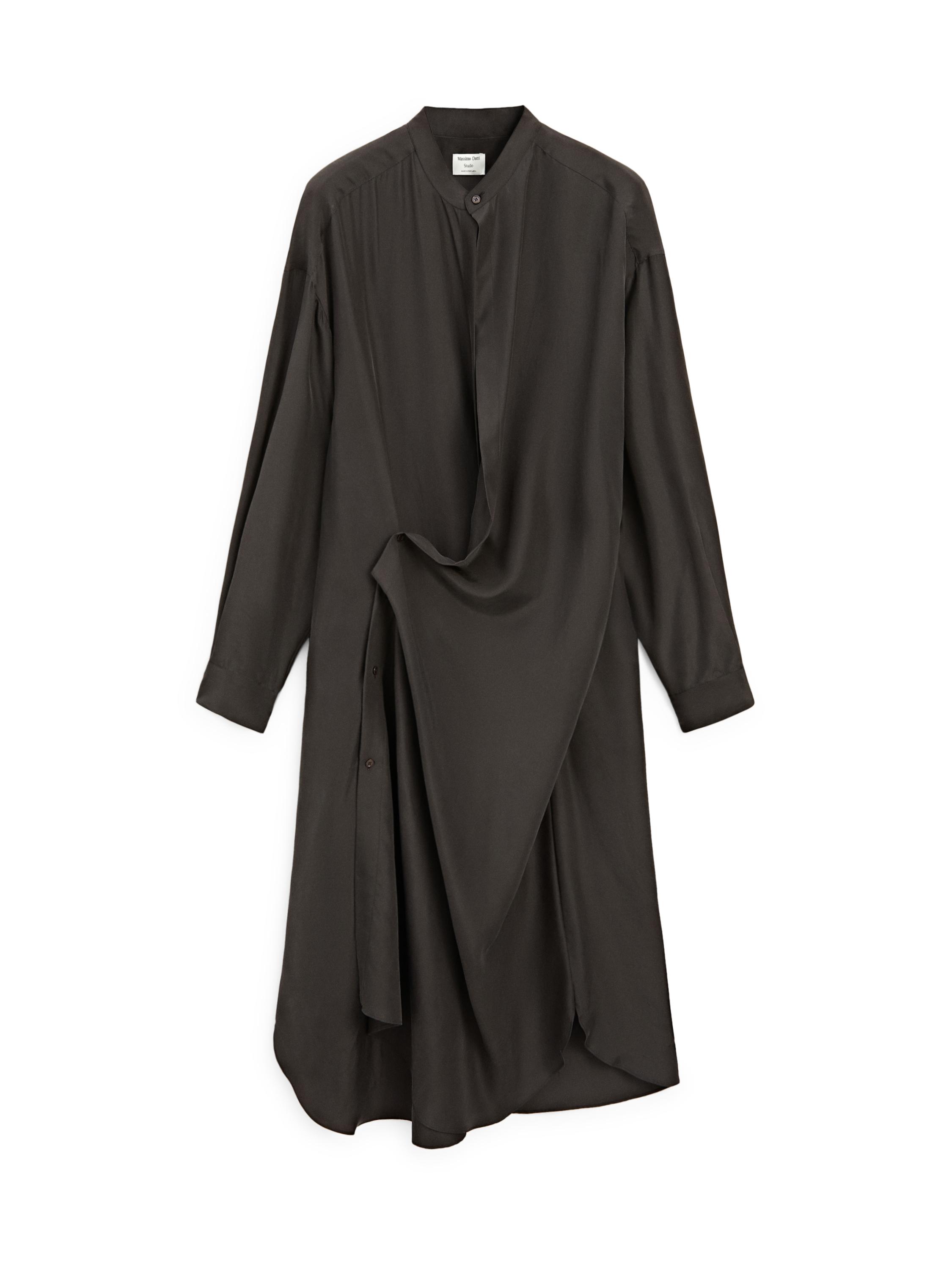 100% silk midi dress with fastening detail - STUDIO